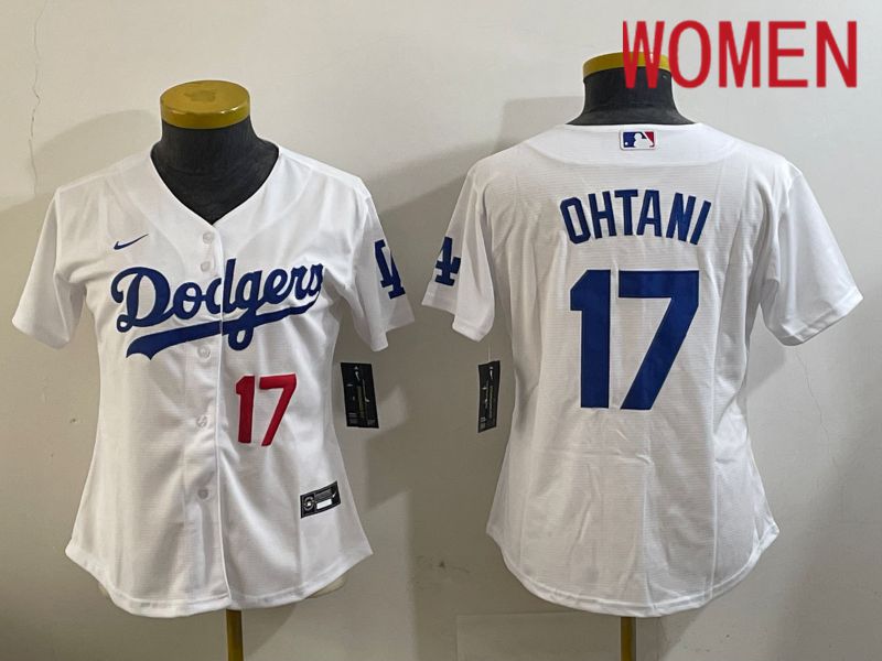 Women Los Angeles Dodgers 17 Ohtani White Game 2024 Nike MLB Jersey style 11203